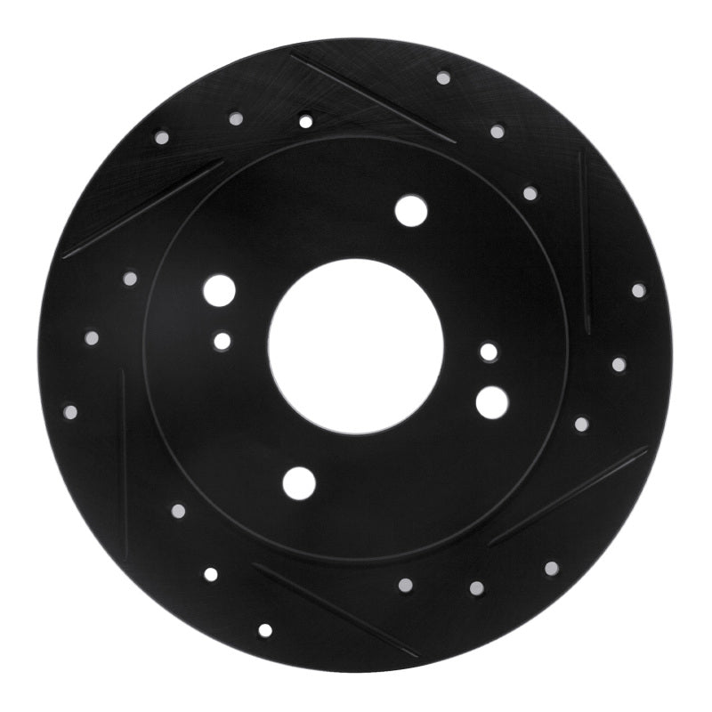 R1 Concepts R1 89-98 Nissan 240SX Rear Right Drilled & Slotted Black Brake Rotor