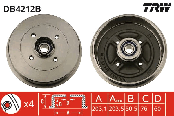 TRW MOTO DB4212B Brake Drum
