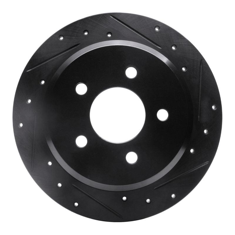 R1 Concepts R1 96-02 Ford Crown Victoria Rear Right Drilled & Slotted Black Brake Rotor