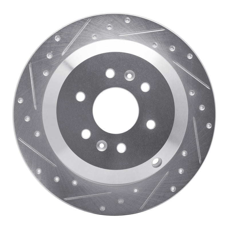 R1 Concepts R1 09-10 Kia BORREGO Rear Left Drilled & Slotted Silver Brake Rotor