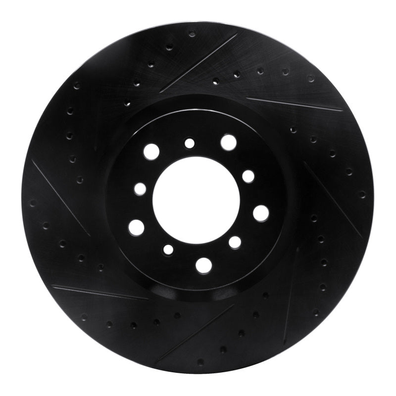 R1 Concepts R1 00-03 BMW M5 Right Front Drilled & Slotted Black Brake Rotor