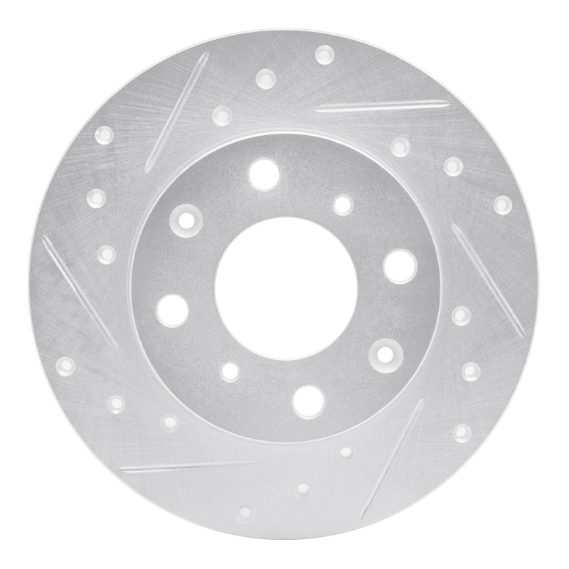 R1 Concepts R1 84-87 Honda Civic Hatchback Front Left Drilled & Slotted Silver Brake Rotor