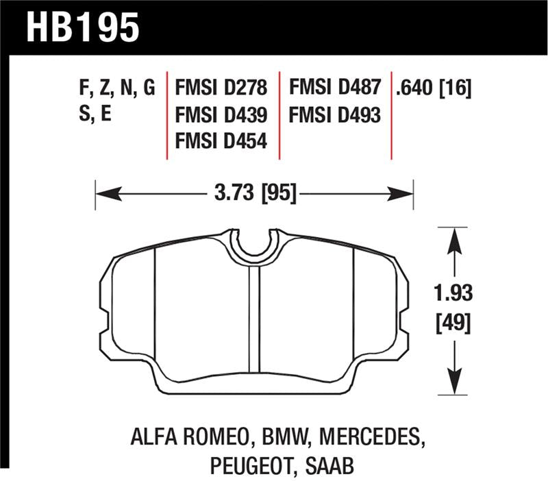 Hawk Performance Hawk BMW 3 Series / Mercedes Benz 190 Series / Saab 900/9000 DTC-60 Race Front Brake Pads