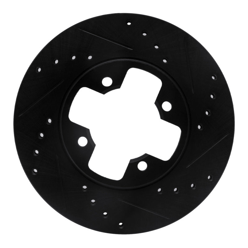 R1 Concepts R1 79-83 Nissan 280ZX Front Right Drilled & Slotted Black Brake Rotor