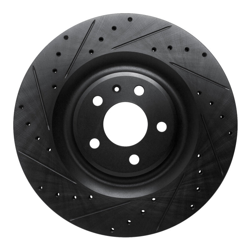 R1 Concepts R1 2017-2025 Audi Q8 e-Tron Sportback Rear Left Drilled & Slotted Black Brake Rotor