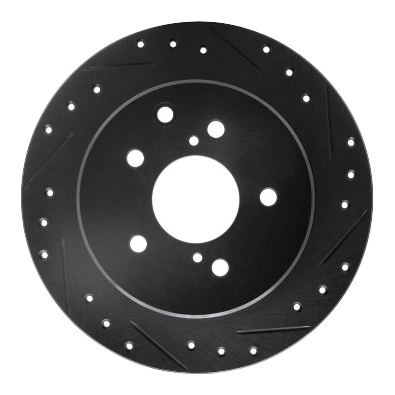 R1 Concepts R1 90-96 Infiniti Q45 Rear Right Drilled & Slotted Black Brake Rotor