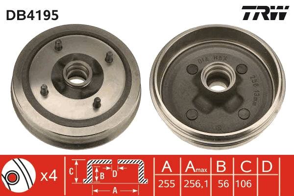 TRW MOTO DB4195 Brake Drum