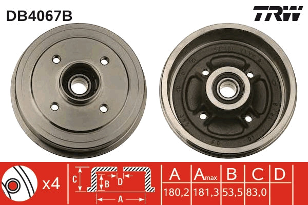 TRW MOTO DB4067B Brake Drum