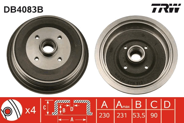 TRW MOTO DB4083B Brake Drum