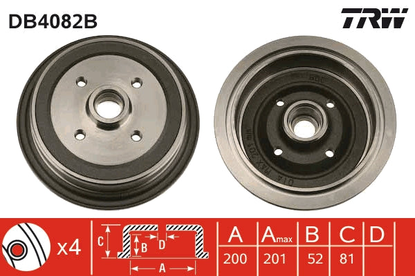 TRW MOTO DB4082B Brake Drum