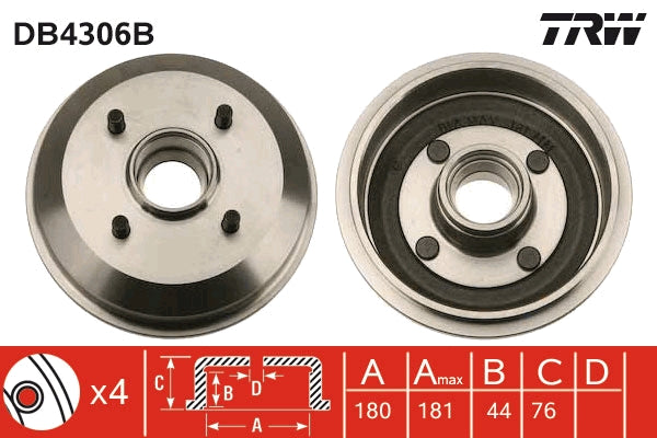 TRW MOTO DB4306B Brake Drum