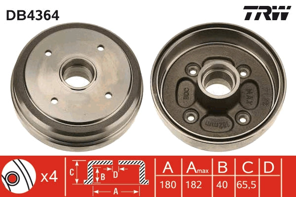 TRW MOTO DB4364 Brake Drum