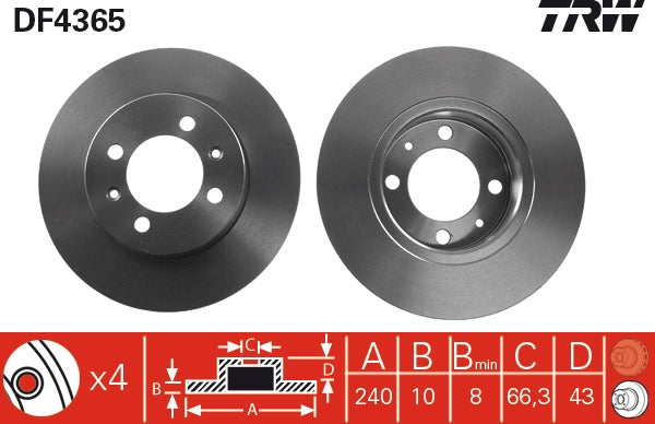TRW MOTO DF4365 Brake Disc