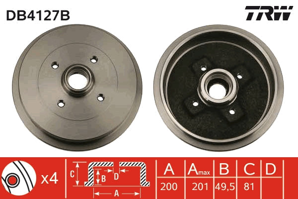 TRW MOTO DB4127B Brake Drum