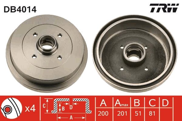 TRW MOTO DB4014 Brake Drum
