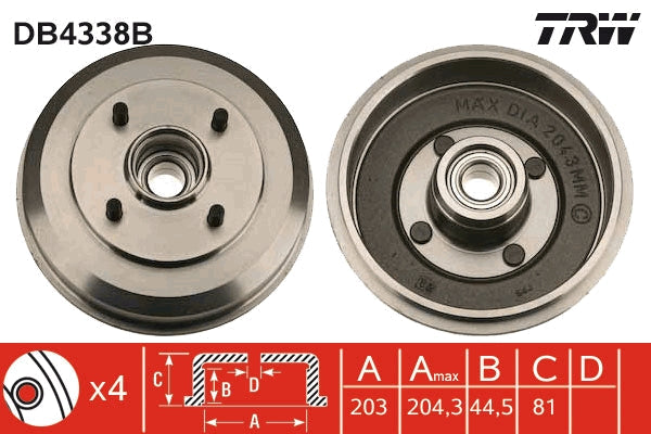TRW MOTO DB4338B Brake Drum