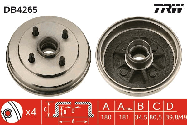 TRW MOTO DB4265 Brake Drum