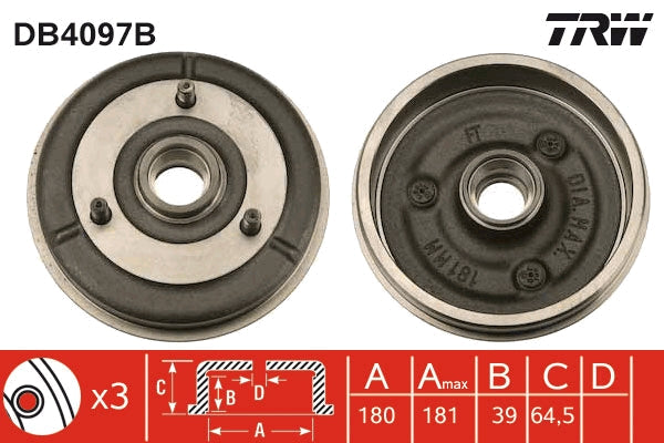 TRW MOTO DB4097B Brake Drum