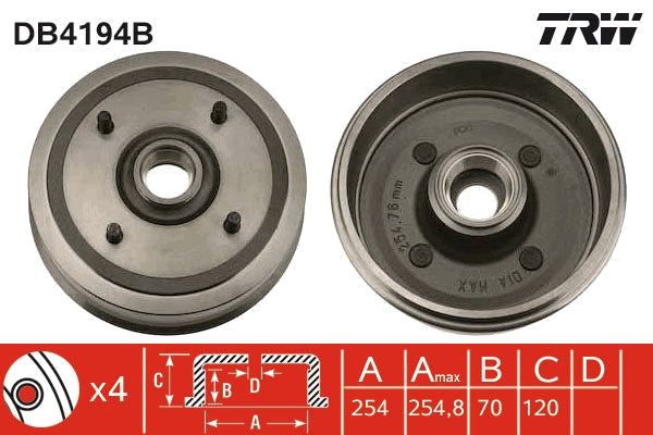 TRW MOTO DB4194B Brake Drum