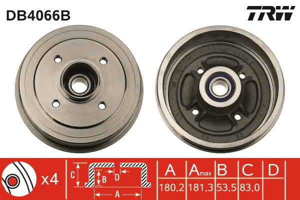 TRW MOTO DB4066B Brake Drum