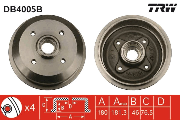 TRW MOTO DB4005B Brake Drum