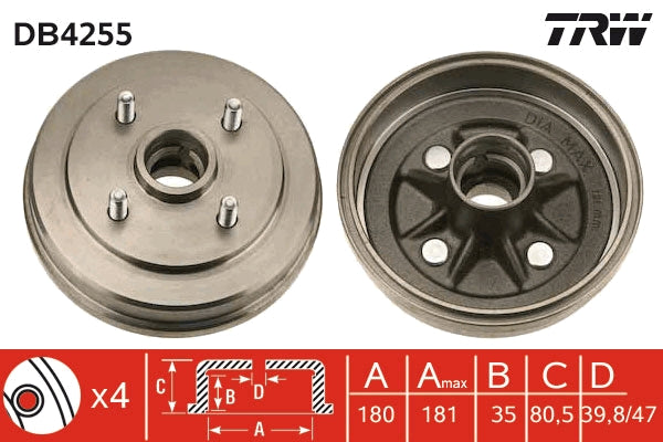 TRW MOTO DB4255 Brake Drum