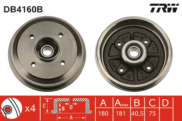 TRW MOTO DB4160B Brake Drum