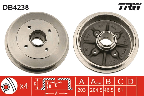 TRW MOTO DB4238 Brake Drum