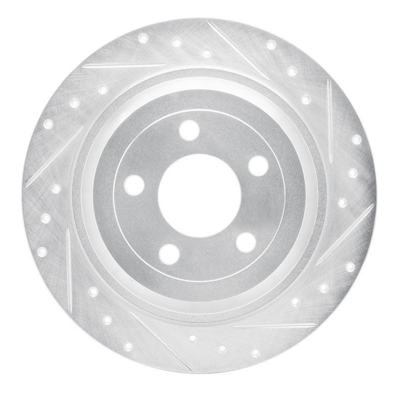 R1 Concepts R1 15-23 Ford Mustang Rear Right Drilled & Slotted Silver Brake Rotor