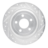 R1 Concepts R1 15-23 Ford Mustang Rear Right Drilled & Slotted Silver Brake Rotor