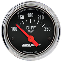 Autometer Traditional Chrome 2-1/16in 100-250 Deg F Electric Differential Temp Gauge