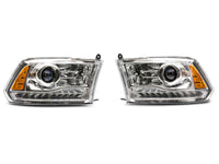 Raxiom 09-18 Dodge RAM 1500 LED Halo Headlights w/ Switchback Turn Signals- Chrome Hsng (Clear Lens)