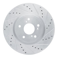 R1 Concepts R1 2013-2025 Acura ILX Front Right Drilled & Slotted Silver Brake Rotor