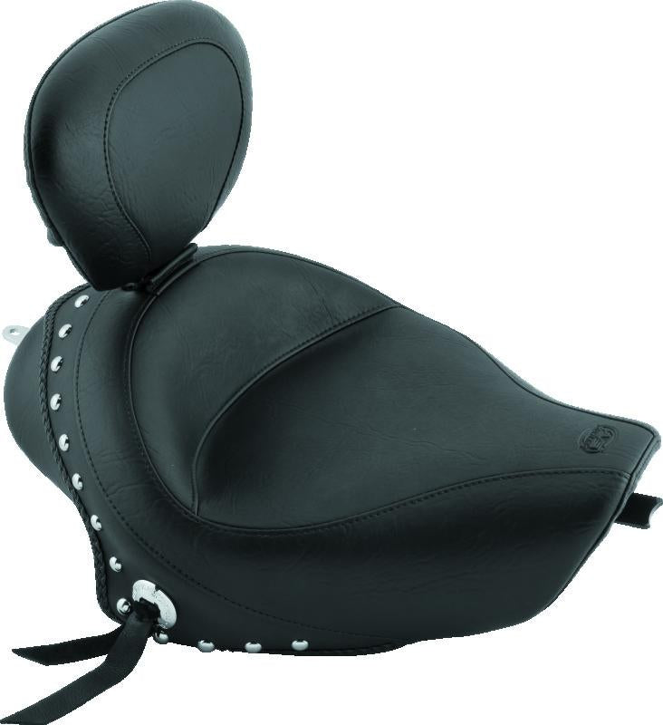 Mustang Motorcycle Mustang 04-21 Harley Sportster 3.3 Wide Stud Touring Solo Seat w/Driver Backrest - Black