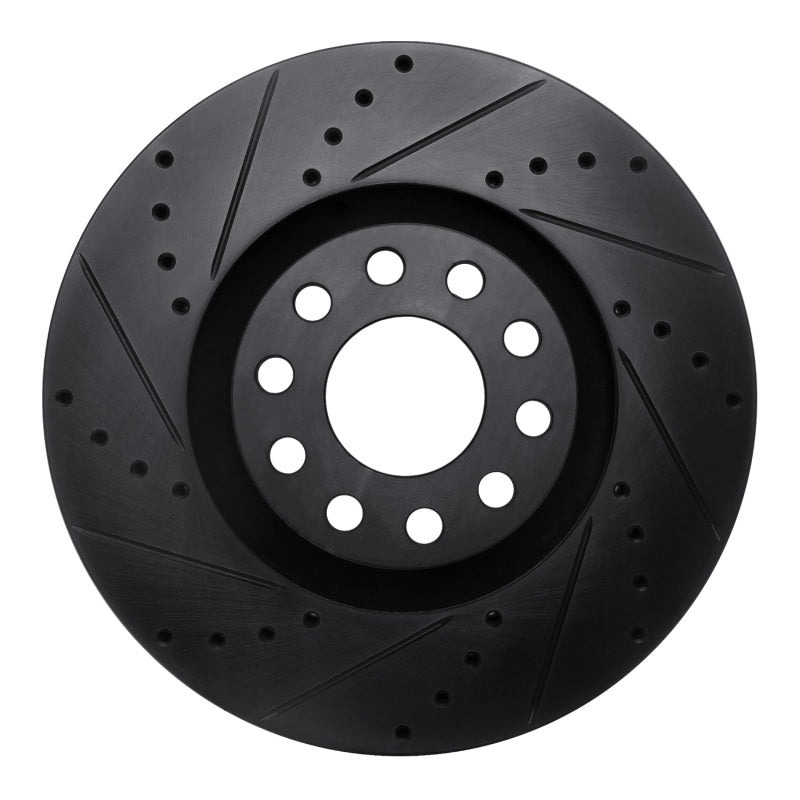 R1 Concepts R1 00-03 Audi A8 Front Left Drilled & Slotted Black Brake Rotor