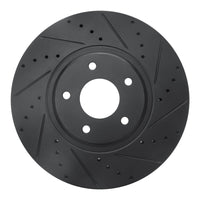 R1 Concepts R1 03-05 Nissan Maxima Front Right Drilled & Slotted Black Brake Rotor
