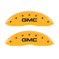 MGP Front set 2 Caliper Covers Engraved Front GMC Yellow finish black ch