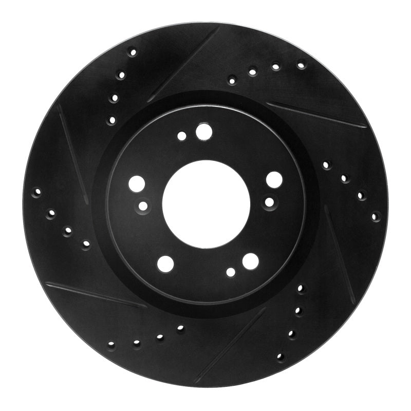 R1 Concepts R1 04-12 Mitsubishi Galant Front Left Drilled & Slotted Black Brake Rotor