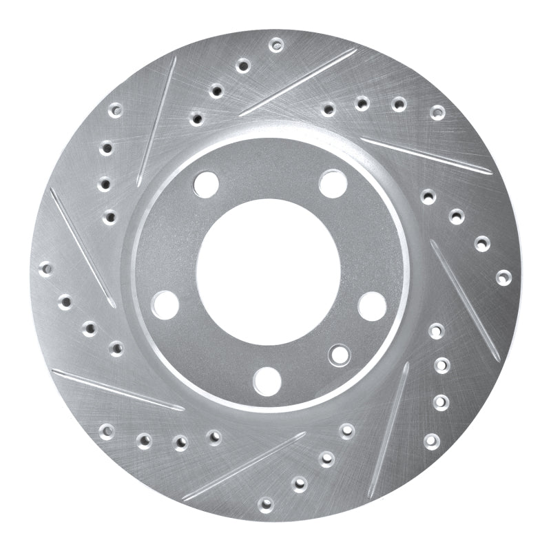 R1 Concepts R1 88-91 BMW M3 Front Left Drilled & Slotted Silver Brake Rotor