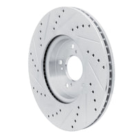R1 Concepts R1 2013-2025 Acura ILX Front Right Drilled & Slotted Silver Brake Rotor
