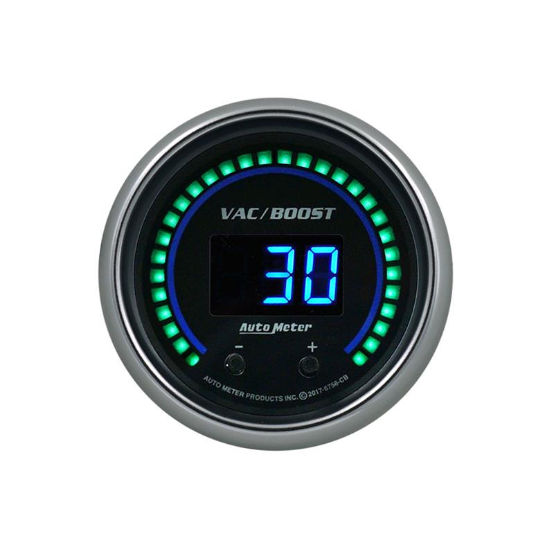 Autometer 52.4mm Black Switchable 0-1600 PSI / 0-110 BAR Vacuum/Boost Cobalt Elite Digital Gauge