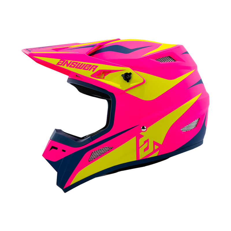 Answer 26 AR1 Mototown Helmet Matte Pink/Hyper Acid/Dark Blue Youth - Medium