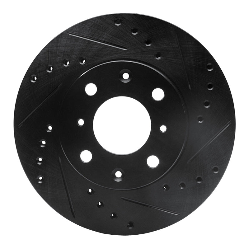 R1 Concepts R1 86-91 Acura Integra Front Right Drilled & Slotted Black Brake Rotor