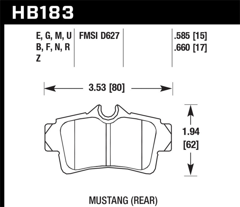 Hawk Performance Hawk 95-04 Ford Mustang 4.6L Cobra Rear ER-1 Brake Pads