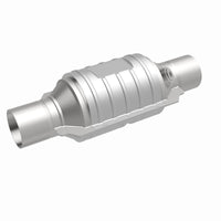 MagnaFlow Univ Conv 2in In/Out Ctr/Ctr Round 9in Body L x 5.125in W x 13in Overall L Single O2 Port