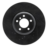 R1 Concepts R1 2007-2008 BMW ALPINA B7 Front Left Drilled & Slotted Black Brake Rotor