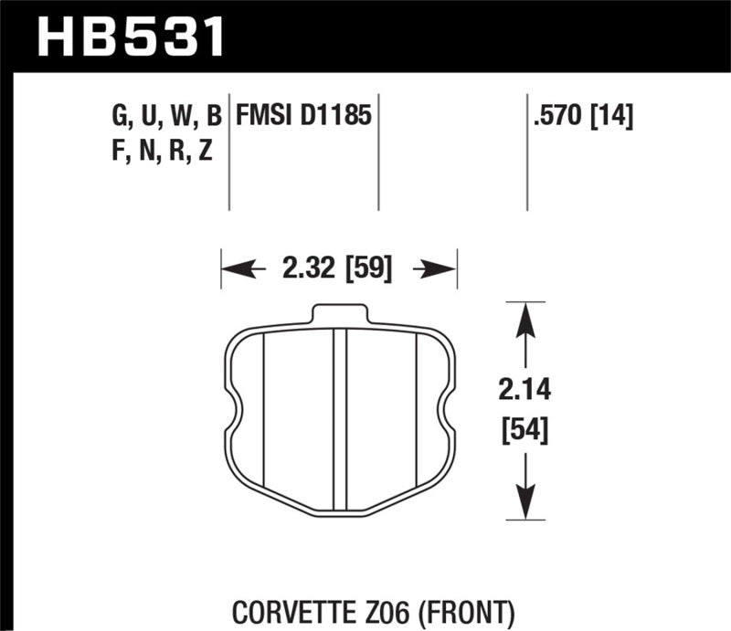 Hawk Performance Hawk 2008 Chevrolet Corvette 7.0L 427 Limited Edition Z06 (Incl.Shims Pins) Front ER-1 Brake Pads