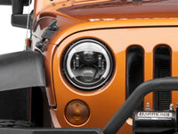 Raxiom 97-18 Jeep Wrangler TJ & JK 6-LED Headlights w/ Partial Halo- Black Housing (Clear Lens)