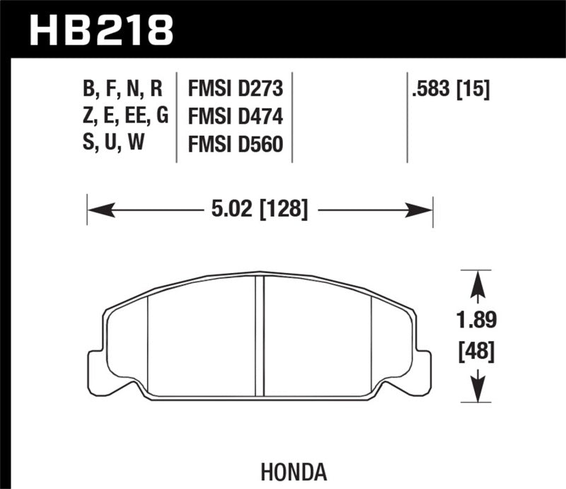 Hawk Performance Hawk 1985 Honda Accord 1.8L Base Organic Brakes Front ER-1 Brake Pads