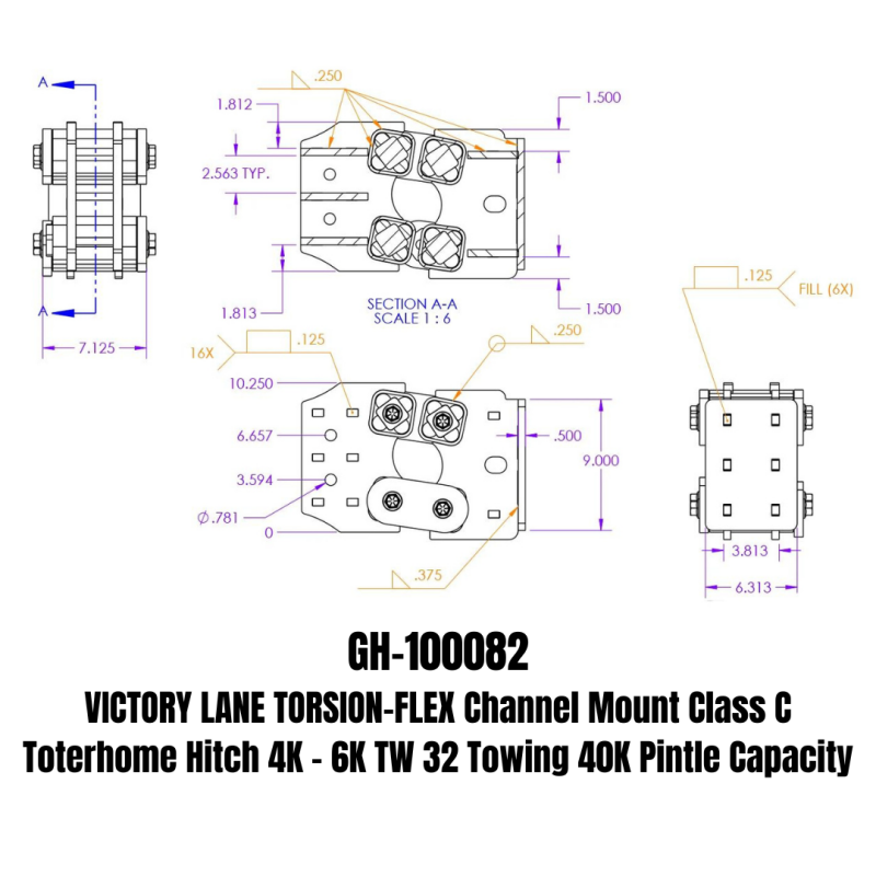 GEN-Y Hitch Gen-Y Victory Lane Torsion-Flex Channel Mount Class C Toterhome Hitch (4K-6K TW)